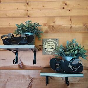 Hoy Sun-San Surfer Saltwater Sandals Brown Leather Shoes Preppy Beach Girl Sz‎ 1